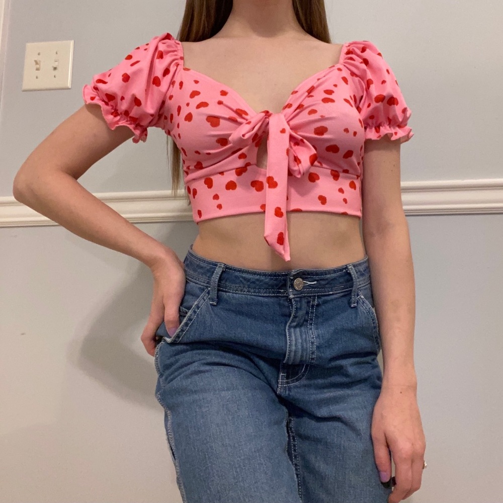 Pretty little thing hearts crop top